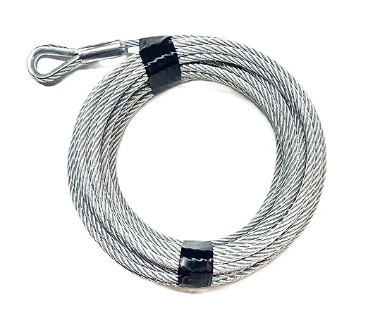 14", 7x19, Galvanized Steel Winch Cable (50 ft with Thimble Eye)