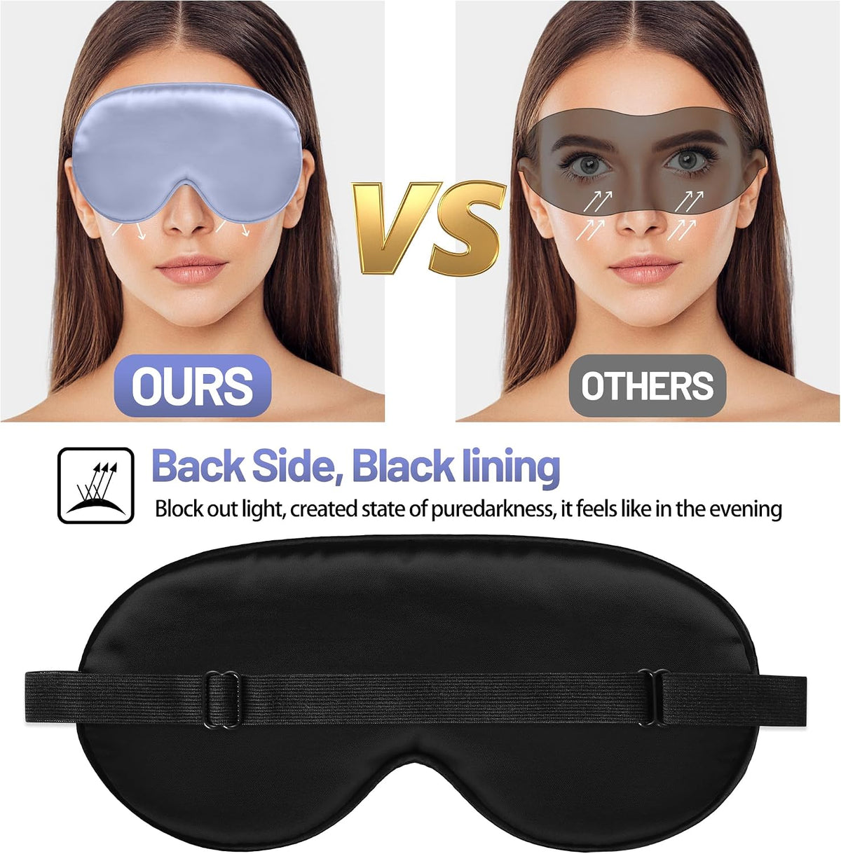 Sleep Mask, Silk Eye Mask for Sleeping with Adjustable Strap, Blindfold Eyeshade for Men Women, Comfortable Soft Eye Cover Eyeshade for Night Sleep (Light Purple)