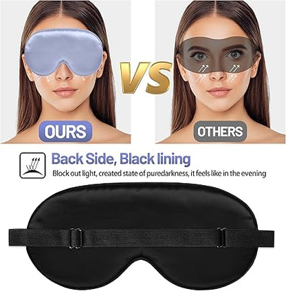 Sleep Mask, Silk Eye Mask for Sleeping with Adjustable Strap, Blindfold Eyeshade for Men/Women, Comfortable Soft Eye Cover Eyeshade for Night Sleep (Light Purple)
