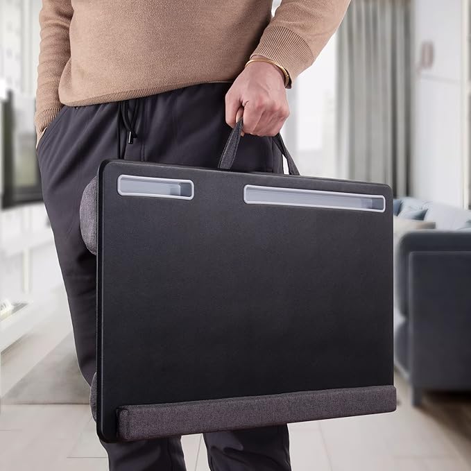 Extra Large Lap Laptop Desk - Full PU Material Mouse Pad Gaming Tray - Portable LapDesk with Phone Holder  Wrist Rest for Notebook, MacBook, Tablet, Bed, Sofa(Black, Fit Up 17.3-in Laptops)