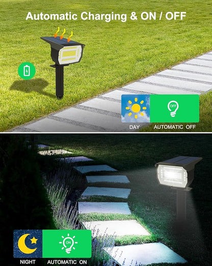 LOTMOS Solar outdoor spotlights 1 pack72 LED3 modes 2 in 1 solar landscape spotlights, automatic switch-off IP67 waterproof wall lights for front door, backyard,