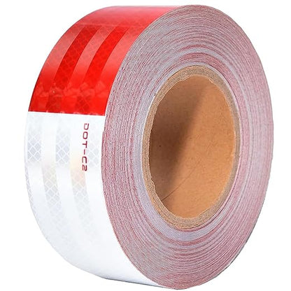 SWRT 2 Inch x 160 Feet DOT-C2 Reflective Tape - Red  White Outdoor Waterproof Conspicuity Tape for Vehicles, Trailers, Boats  Signs