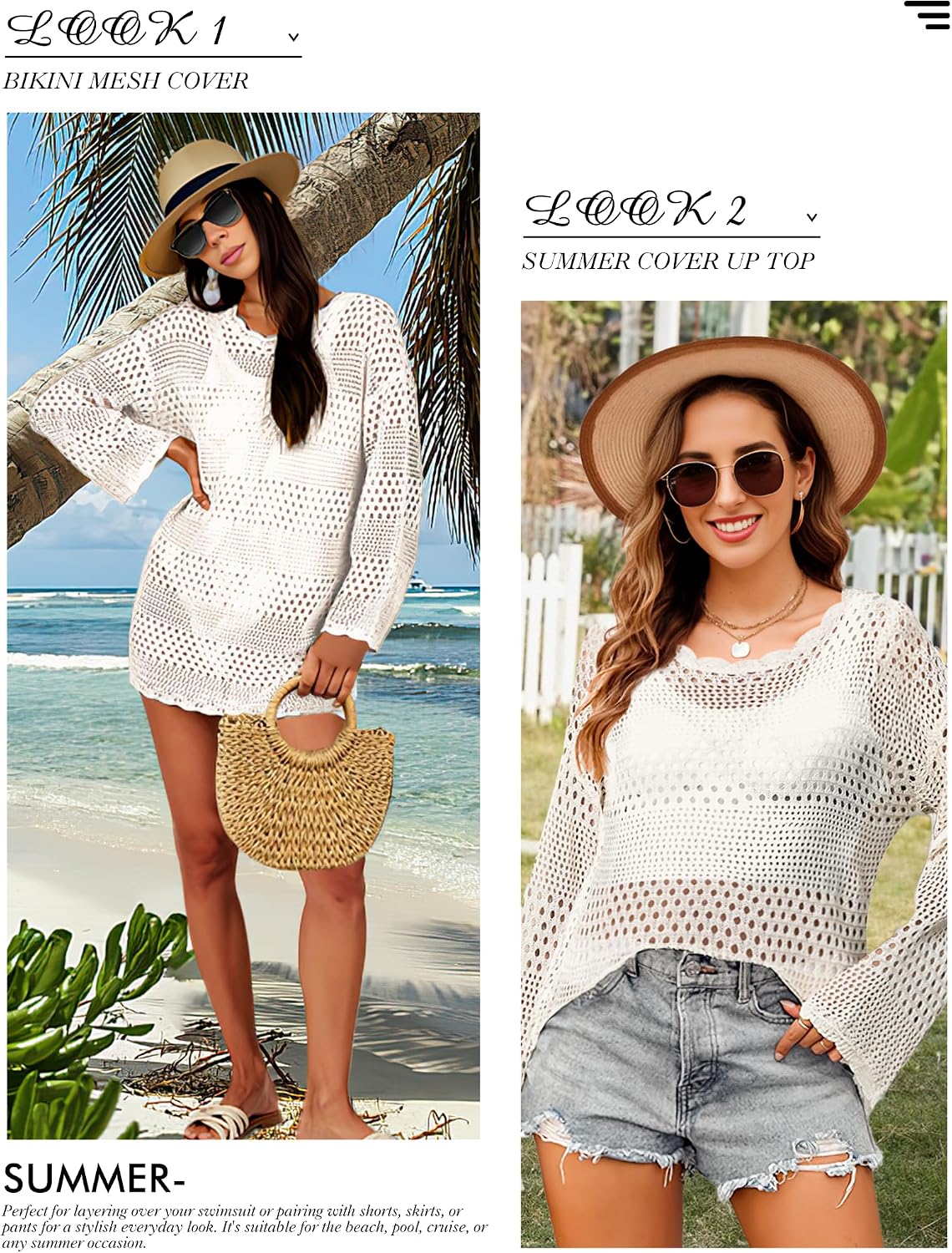 Buauty Womens Crochet Swimsuit Cover Up Swim Bikini Cover Ups Bathing Suits Swimwear 2026 Summer Beach Dress Vacation Outfit