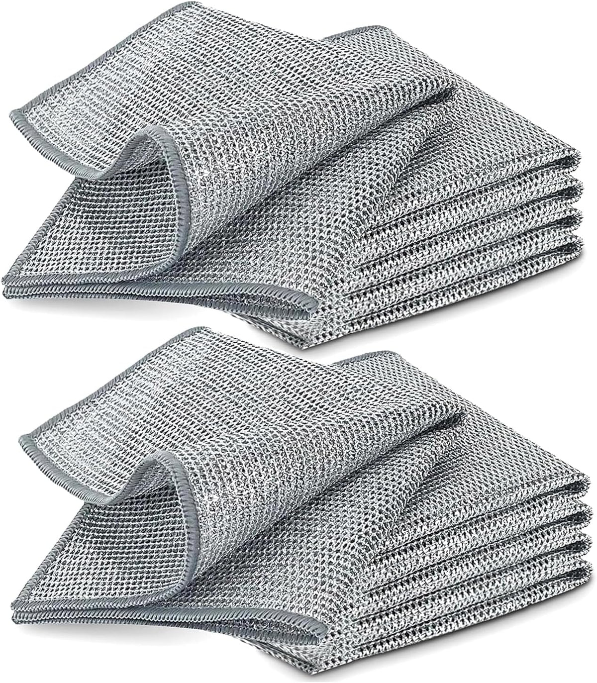 10 PCS Double Layer Stainless Steel Scrubber Wire Dishwashing Cloth Non Scratch Stainless Steel Mesh Dish Cleaning Cloth 20x20cm Metallic Wire Cleaning Rag Towel for Kitchen Dish Sink Stove Top