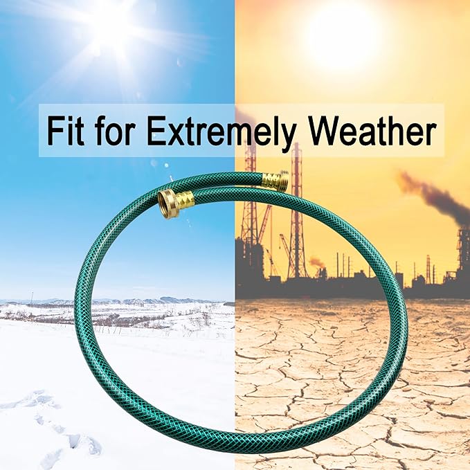 PVC Garden Hose 12 Inch Green Heavy Duty Water Hose with Solid Brass Fittings,No Leaking, Flexible,for outdoors,Lawns,Patio (3 FT, Green, Brass Fittings)