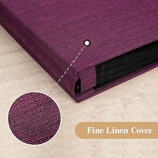 Potricher Linen Hardcover Photo Album 4x6 600 Photos Large Capacity for Family Wedding Anniversary Baby Vacation (Purple, 600 Pockets)