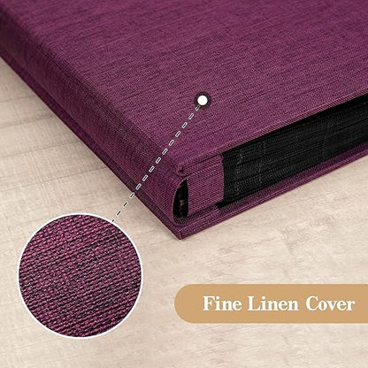 Potricher Linen Hardcover Photo Album 4x6 600 Photos Large Capacity for Family Wedding Anniversary Baby Vacation (Purple, 600 Pockets)