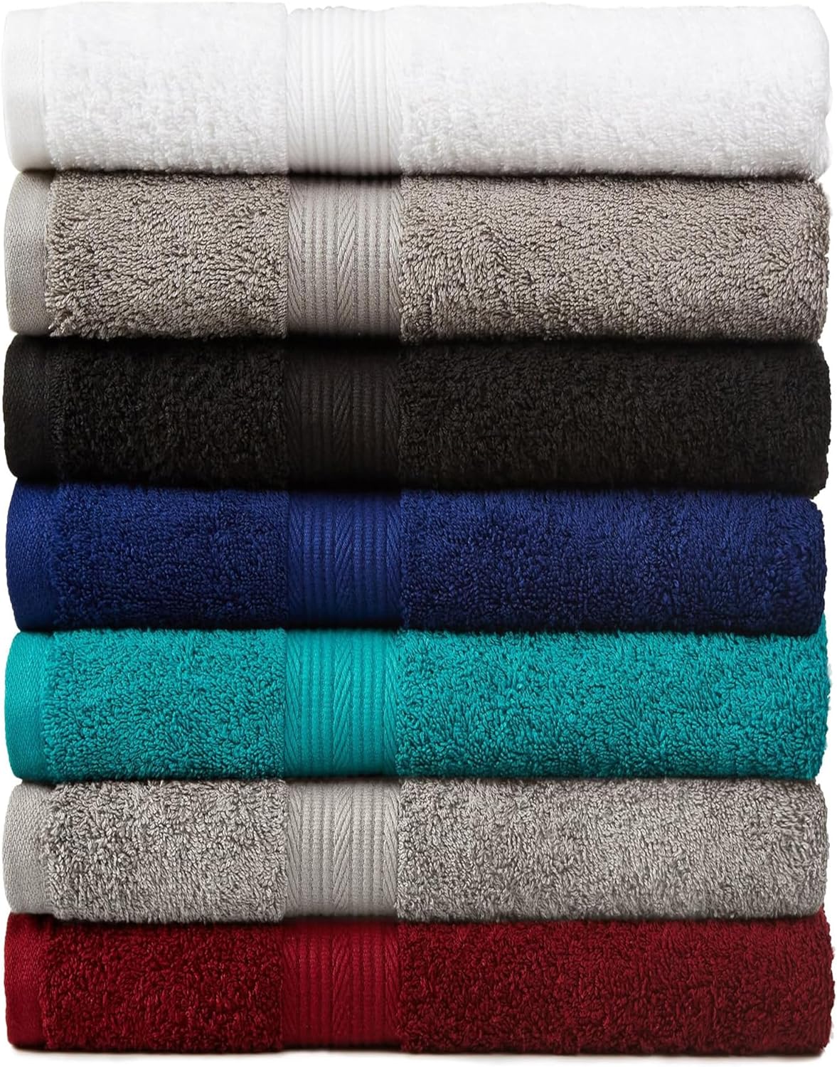 Basics 6-Piece Fade-Resistant 100% Cotton Towel Set for Bathroom, Soft and Absorbent, 2 Bath Towels, 2 Hand Towels, 2 Washcloths, Gray