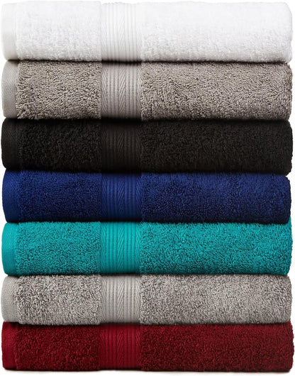 Basics 6-Piece Fade-Resistant 100% Cotton Towel Set for Bathroom, Soft and Absorbent, 2 Bath Towels, 2 Hand Towels, 2 Washcloths, Gray
