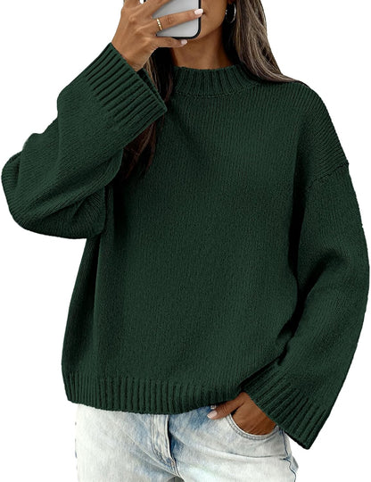 BTFBM Sweaters for Women 2026 Casual Crewneck Long Sleeve Loose Ribbed Knit Pullover Sweater Winter Clothes Fall Outfits