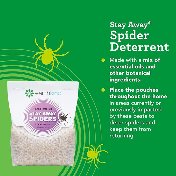 Stay Away Spiders Deterrent Pouches - Indoor Spider Deterrent for Attic, Crawl Space, Window Sill  More - with Plant-Based Ingredients  Essential Oils - 4-Pack
