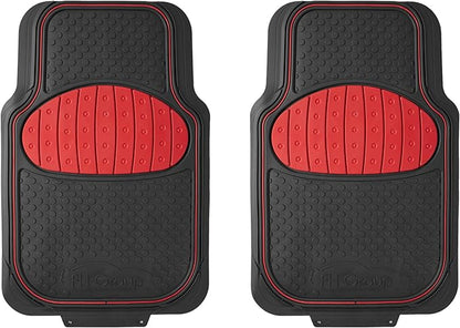 FH Group Car Floor Mats - Heavy-Duty Rubber Floor Mats for Cars, Universal Fit Full Set, Trimmable Automotive Floor Mats, Climaproof Floor Mats for Most Sedan, SUV, Truck Floor Mats Red