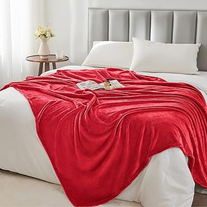 BEDELITE Fleece Blanket King Size Blankets for Bed, Luxury Plush Cozy Fuzzy Blanket 108x90 inches, Super Soft Warm Lightweight Throw Blanket All Seasons Suitable, Red