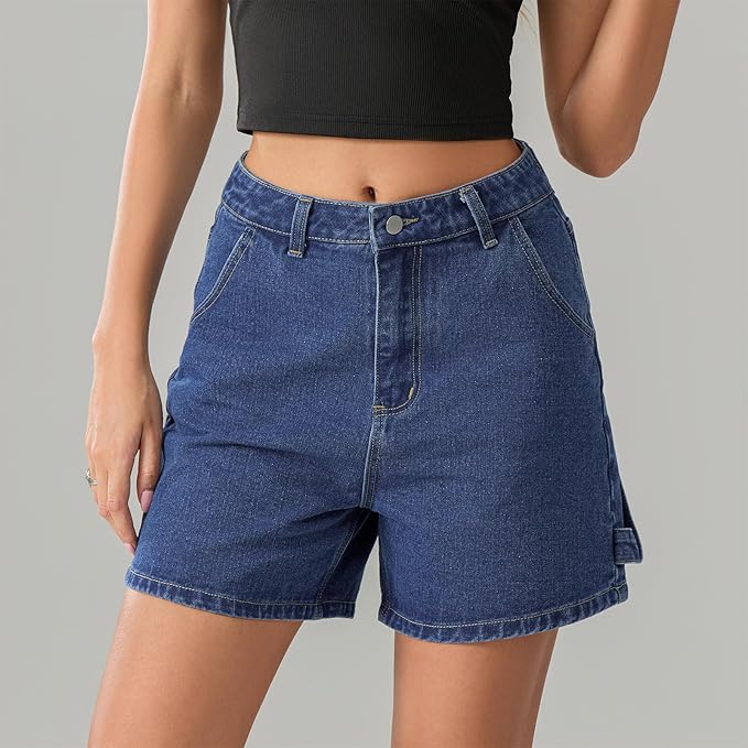 Womens Jean Shorts High Waist Straight Leg Baggy Denim Shorts Summer Casual Going Out Hot Short Pants