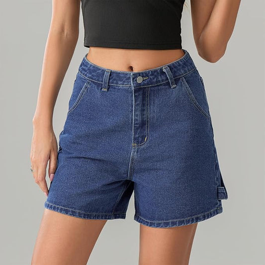 Womens Jean Shorts High Waist Straight Leg Baggy Denim Shorts Summer Casual Going Out Hot Short Pants