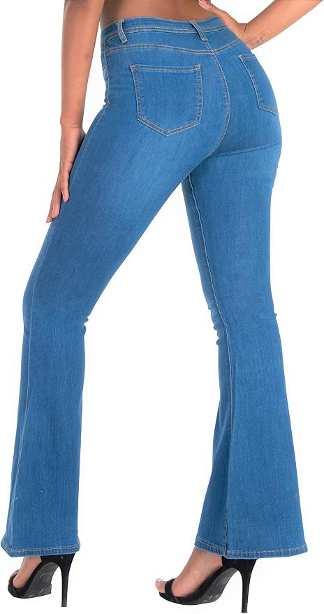 JAZZ & BLUE DENIM High Rise-Waisted Bell Bottom Flare Women Juniors Ladies Jeans Colored