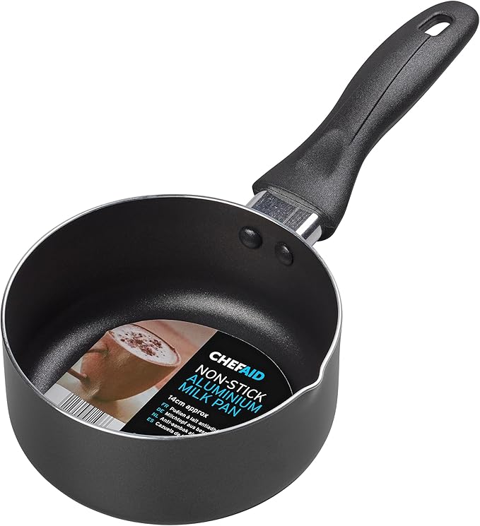 10E11060 Non Stick Milk Pan, 30.3 x 14 x 6.4 cm, Black