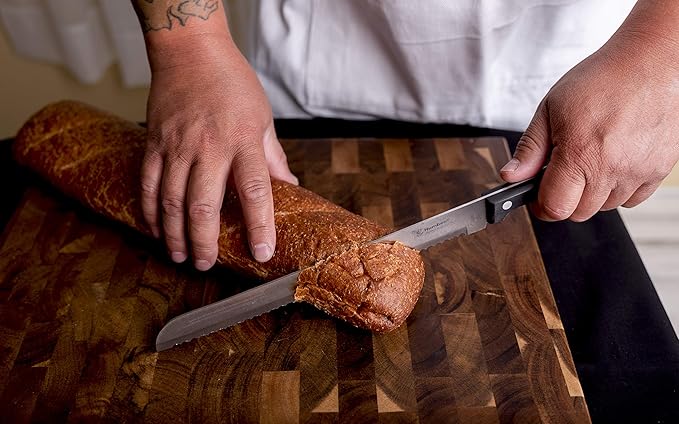 10 inch Bread Knife Serrated Knife Wave Edge Black