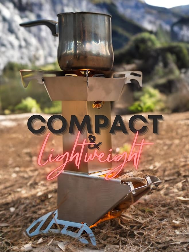 Spitfire Rocket Stove - Spartan Light Rocket Stove Wood Burning Portable Stove w/Travel Case, Collapsible Backpacking Wood Stove, Camp Rocket Stove, Outdoor cooking stove Estufa De Leña Para Cocinar