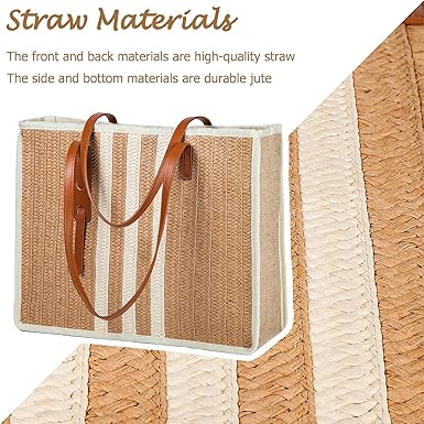 YIKOEE Large Straw Tote Bag: Summer Straw Handbags for Vacation