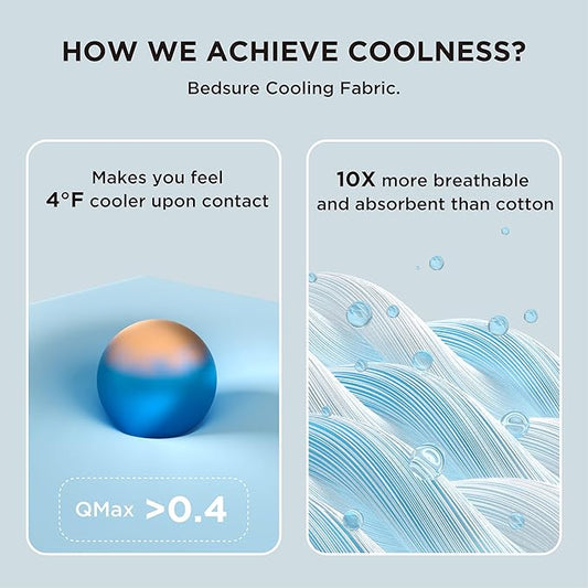 Bedsure Cooling Sheets Queen Size, Cooling Bed Sheets for Hot Sleepers, Chill Cool Sheet, Deep Pocket Up to 18 Inches, Soft  Breathable Queen Sheet Set, 4 Pieces, Grey