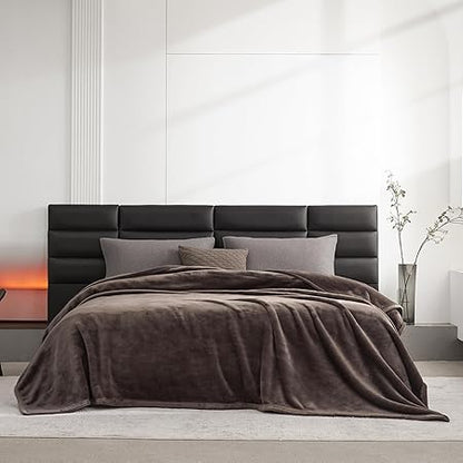 Mellowdy Extra Thick Hearty Plush Flannel Blanket (Peat Brown, 90x90) - 500GSM King Size Warm Blanket for Winter, Fall  Soft, Fluffy, Cuddly, Perfect for Bed, Oversized Throw for Couch, Sofa