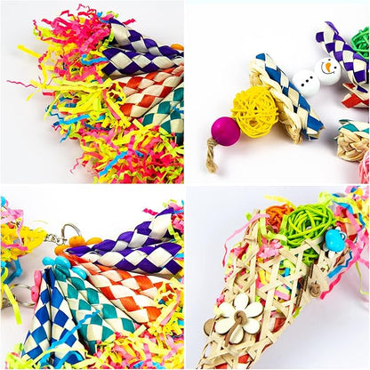 Parrots Shredding Toys Parakeet Chewing Toys Loofah Toys Parrot Cage Shredder Toys Bird Foraging Hanging Toys Bird Accessories for Parrots Lovebird Cockatiel Conure African Grey