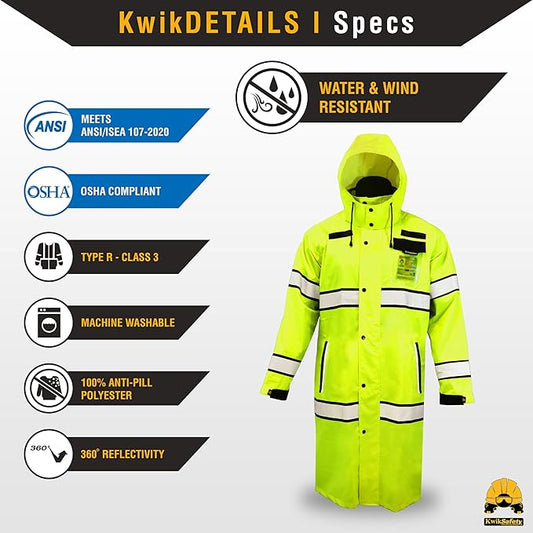 KwikSafety - Charlotte, NC - TORRENT High Vis Rain Jacket  Trench Coat ANSI OSHA Compliant