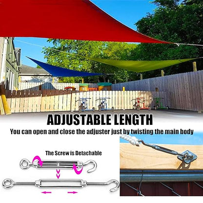 Turnbuckles Hook, Reedny 304 Stainless Steel Turnbuckle Heavy Duty M4 M6 M8 Hook and Eye Turnbuckle for Cables Wire Rope Tension 532" 14" 516" for Sun Shade Fence Tent Rope Installation(M4, 4Pcs)