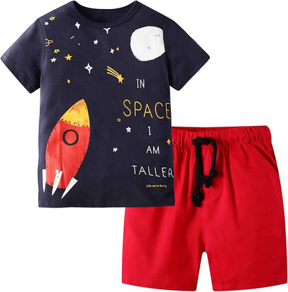 Toddler Boy Clothes Kids Summer Cotton Outfits Shirt Short Sets Size 2-7