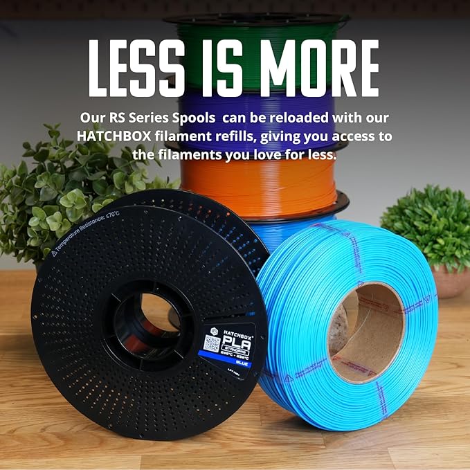 HATCHBOX 1.75mm PLA 3D Printer Filament Reloadable Pack, Includes 1 Reusable Spool & 1 KG Refill for 3D Printing, Dimensional Accuracy +/- 0.03mm, Yellow