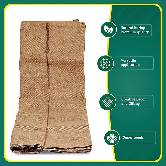Burlap for Gardening 40" x 15 Feet - Multipurpose Natural Burlap Fabric - High Density Jute Fiber Suitable for Weed Barrier, Frost Guard for Gardening, Home Decorations and Crafts