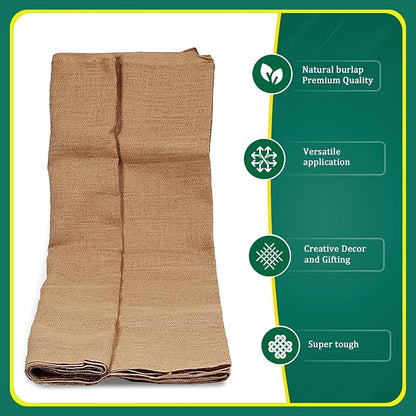Burlap for Gardening 40" x 15 Feet - Multipurpose Natural Burlap Fabric - High Density Jute Fiber Suitable for Weed Barrier, Frost Guard for Gardening, Home Decorations and Crafts