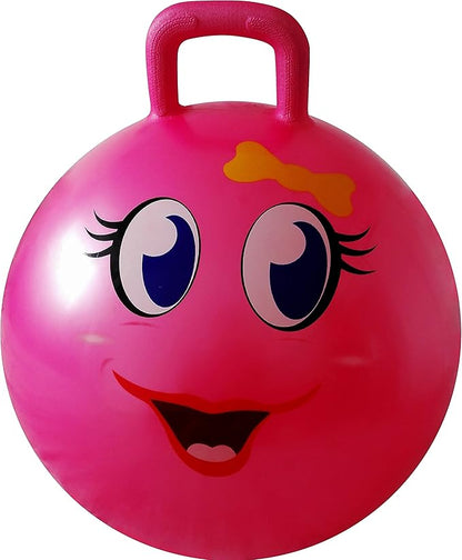 AppleRound Hippity Hoppity Jumping Ball with Pump, Bouncy Ball with Handle, 20in50cm Diameter for Age 7-10, Kangaroo Bouncer, Space Hopper with Handle for Children, Printed Design (Girl)