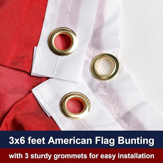 HOOSUN 4th Of July Decorations,American Flag Bunting for Outside,3x6 FT Fourth of July Bunting Patriotic Decorations,Red White and Blue USA Flags Pleated Fan Flag,American Flags Banners for Porch