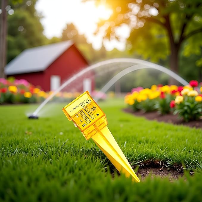 Yellow Mini Portable Sprinkler and Rain Gauge Wide Mouth Bright Yellow Outdoor Water Measuring Tool for Lawn Yard Outdoor Home Sprinkler Gauge 1 Pack Thermometers and Weather Instruments