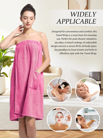 Women'S Soft Wrap Towel Full Length?Bath Robe After Shower Female Plush Long?Spa Bathrobes Lightweight With Pockets .