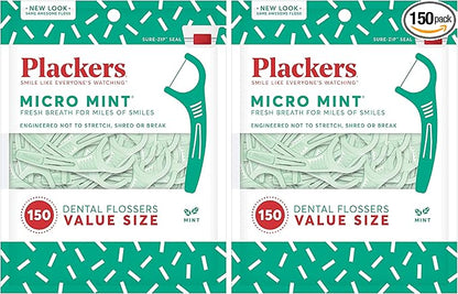 Plackers Micro Mint Dental Floss Picks, 150 Count, 2 Pack
