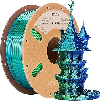 ERYONE Silk Dual Color Filament PLA 3D Printer 1.75mm - 0.03mm, Coextrusion Filament PLA Shiny Filament 1kg(2.2lbs), Blue Green