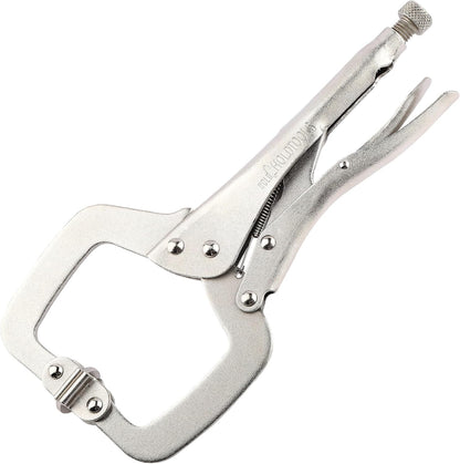 URASISTO 11-Inch C-Clamp Locking Pliers, Heavy Duty Welding C Clamp Pliers with Swivel Pads, Premium Alloy Steel Construction, Quick Release, Fit for Clamping Welding, Woodworking (Cosmetic Scratches)