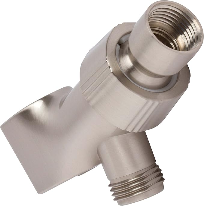 Shower Arm Bracket - Adjustable Handheld Shower Arm Mount & Holder With Brass Connector - Indoor And Outdoor Modern Bath Spa Fixture - Brushed Nickel
