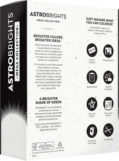 Astrobrights Mega Collection, Colored Cardstock,  320 Sheets, 65 lb/176 gsm, 8.5" x 11"