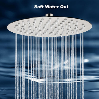 Round Rainfall Shower Head High Pressure Stainless Steel Waterfall Large Rain Shower Head Ultra Thin Design,Brushed Nickel 8 Inch
