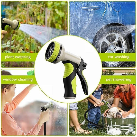 Garden Hose Pipe Spray Gun,High Pressure Anti-Leaking Hose Gun(25FT),9 Adjustable Patterns Garden Hose Nozzle Sprayer with,Suitable for watering plants and lawns,Green,50FT