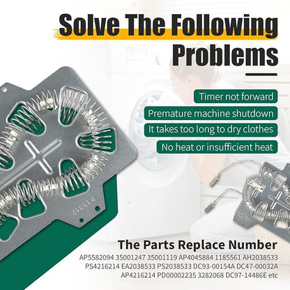 DC47-00019A Dryer Heating Element Replace 35001247, AP4045884,AH2038533, Fit for Dryer Model DVE50R5400VA3 DVE50M7450WA3 DV40J3000EWA2 DV42H5200EPA3