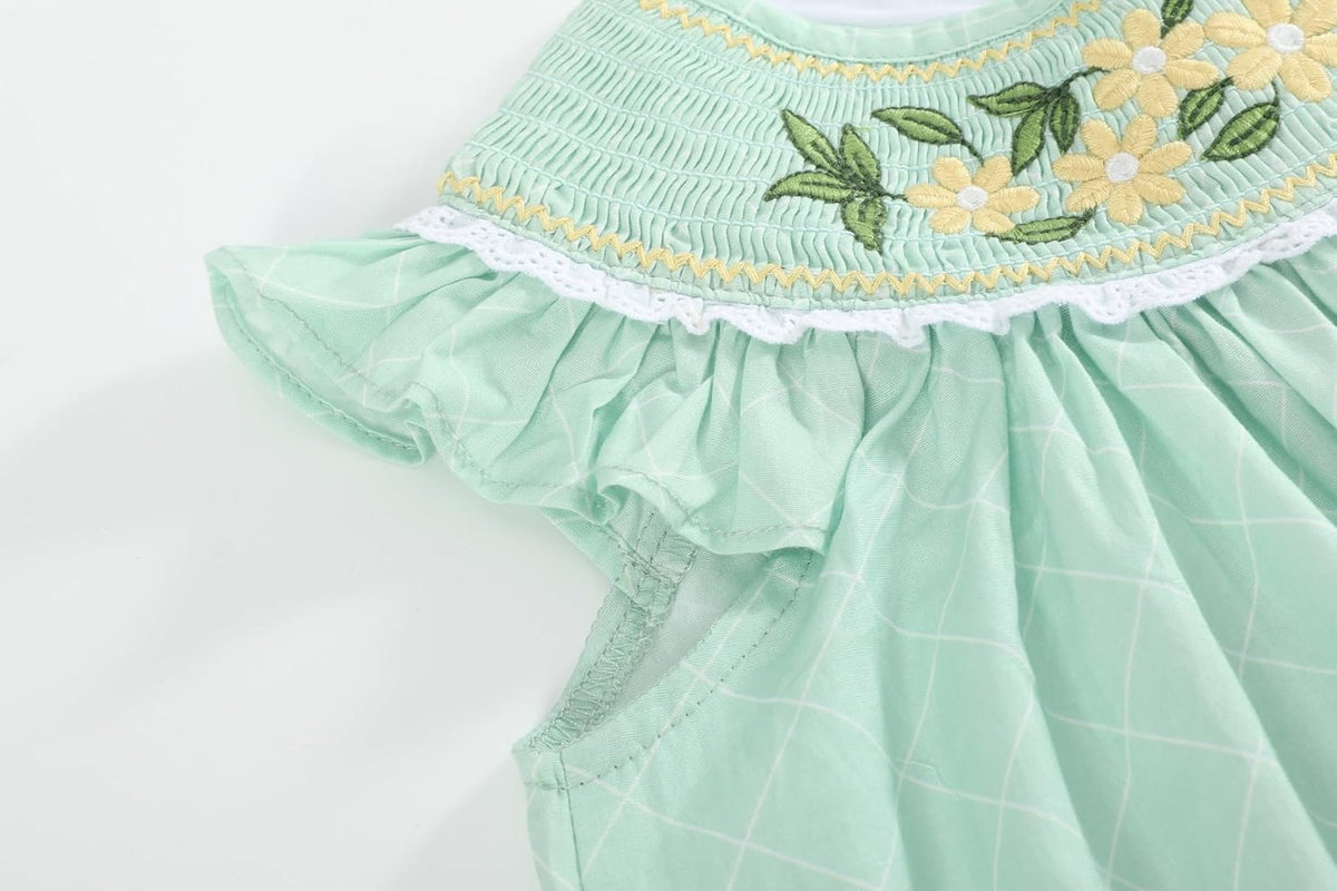 Size 18-24 Mos. Lil cactus Girls Baby and Toddler Smocked Bishop Dress -Bunny Embroidered Cotton Dress, Spring Summer Boutique Outfit