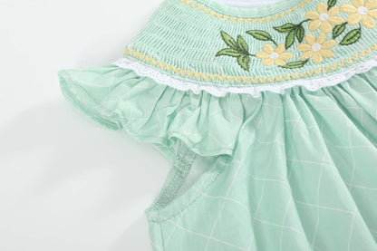 Size 18-24 Mos. Lil cactus Girls Baby and Toddler Smocked Bishop Dress -Bunny Embroidered Cotton Dress, Spring Summer Boutique Outfit