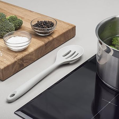 Silicone Non Scratch Slotted Spoon, French Grey, 28 cm