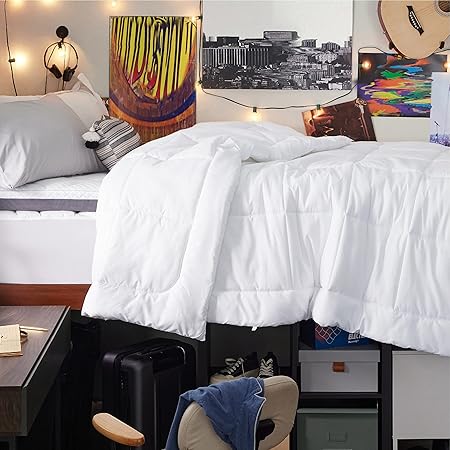 Bedsure Comforter Duvet Insert - Quilted Comforters Twin Size, All Season Duvet, GentleSoftTM Down Alternative Bedding, with 8 Tabs, Gifts for WomenMen, White, Twin 88 x 68 Inches