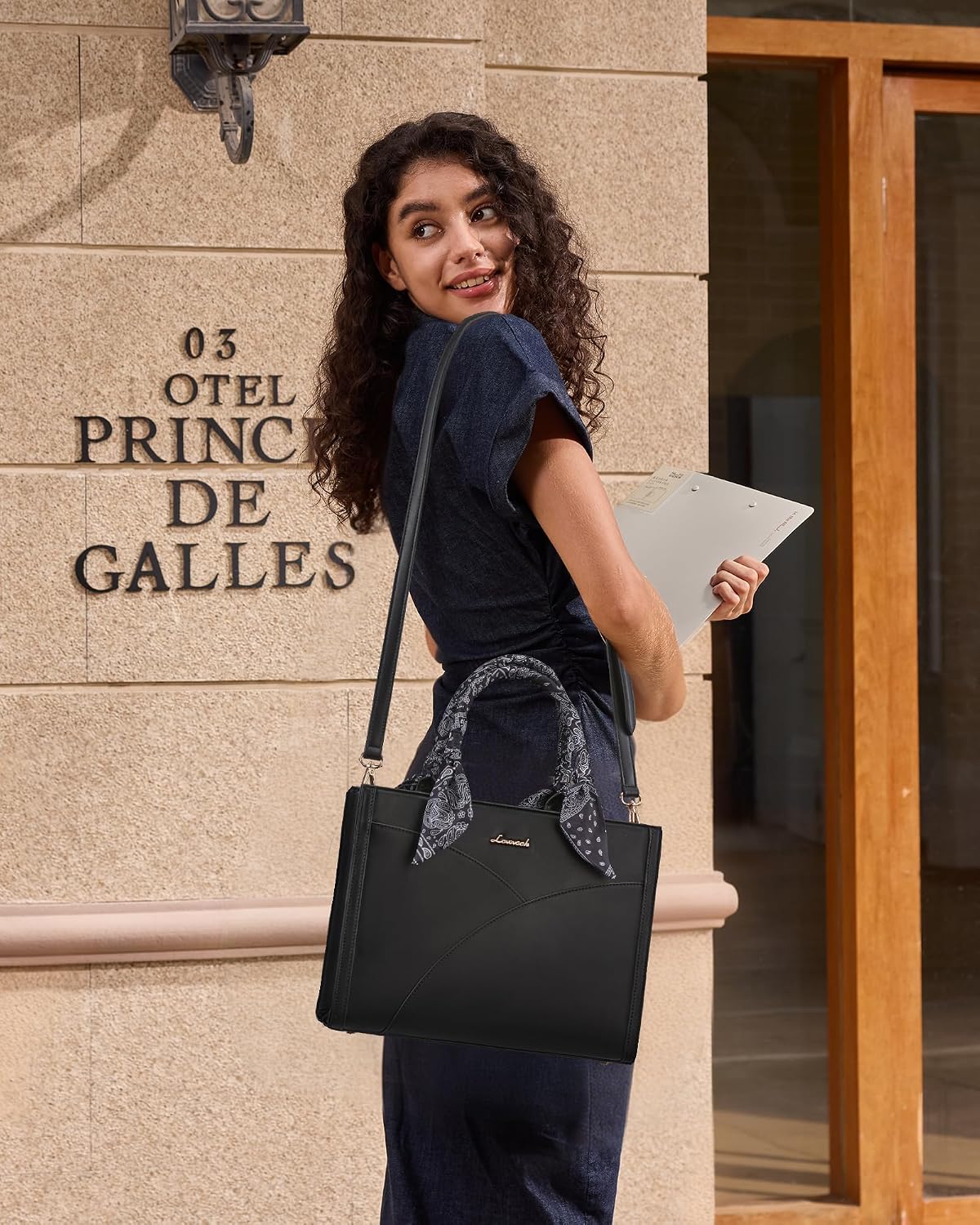 LOVEVOOK Purses and Handbag for Women, Waterproof PU Leather Tote Purse with Scarf, Satchel Top Handle Bags with Strap